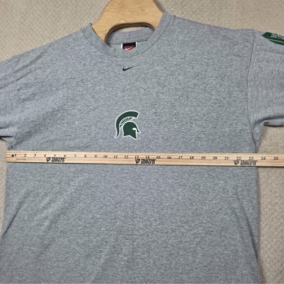 Vintage Y2K Nike Michigan State Spartans T-Shirt Mens L Gray Center‎ Swoosh 90s - Picture 8 of 10